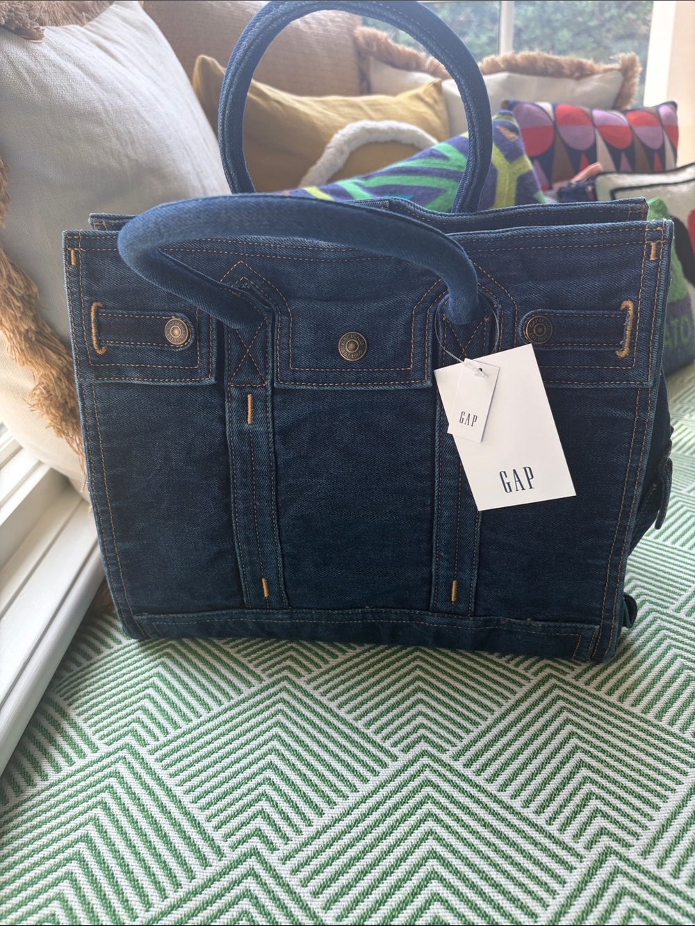 GAP Dark Blue Denim Tote with Top Handles